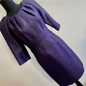Carolina Herrera Bateau Neckline Dress Eggplant VG condition